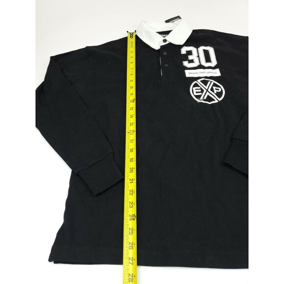 New Express Polo Rugby Long Sleeve Shirt Black New York 30 Size S MSRP $59.90 - Picture 5 of 5
